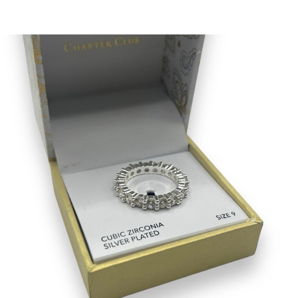 Charter Club Silver Cubic Zirconia Ring Size 9 - Picture 6 of 6